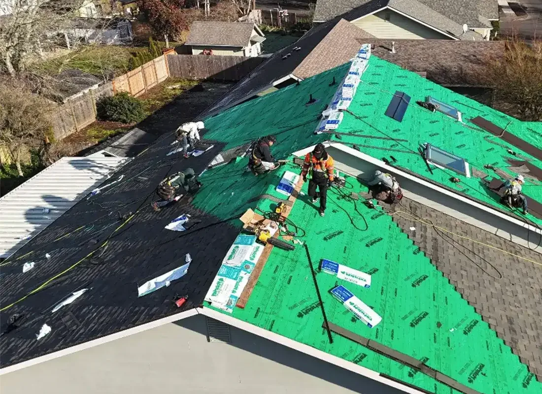 Storm damage roof replacement in progress